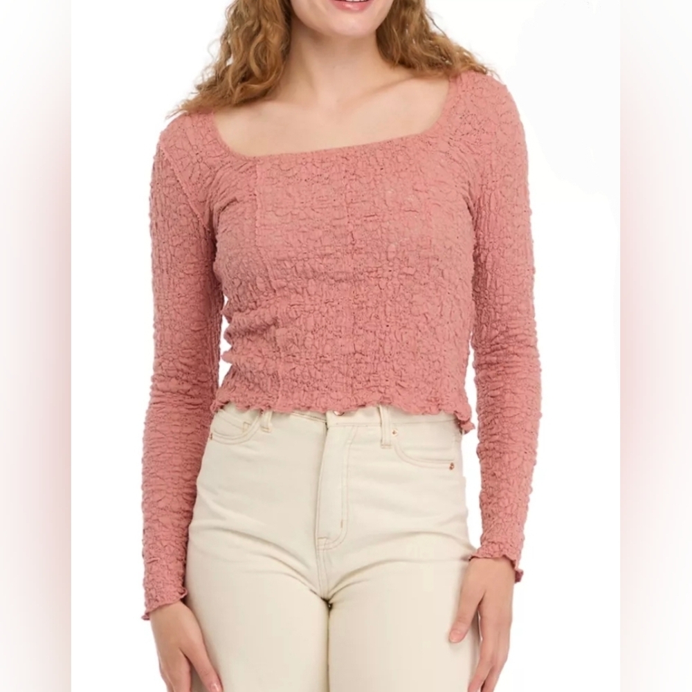 Lucky Brand Women's Textured Lace Square Neck Top NWT #0094